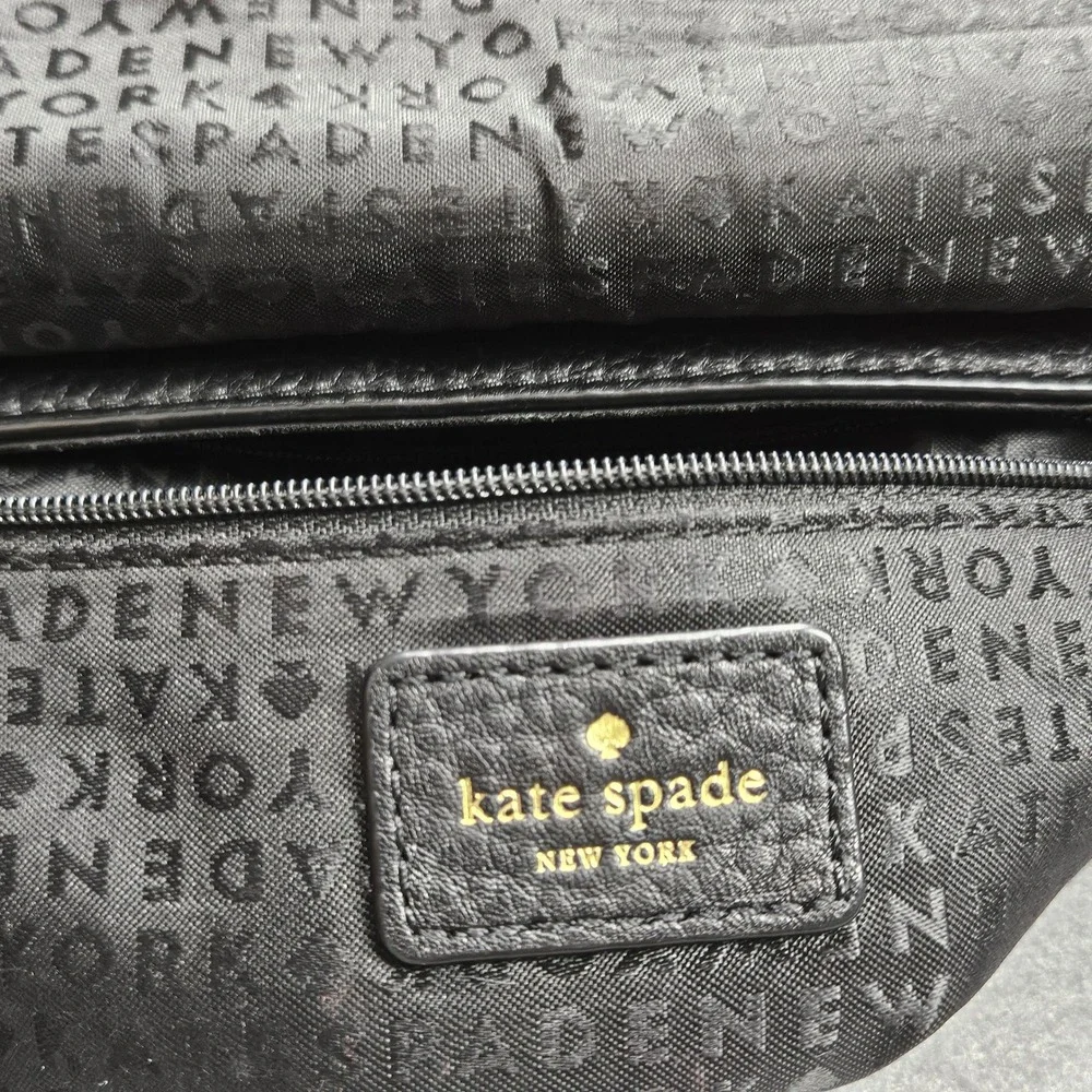 Kate Spade Black Pebbled Cow Leather Crossbody Flap Bag Gold Tone Hardware